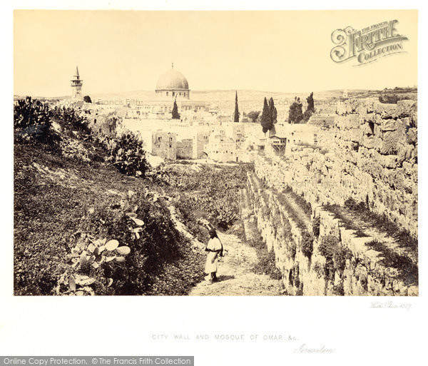 Photo of Jerusalem, City Wall And Mosque Of Omar (Dome Of The Rock) 1857