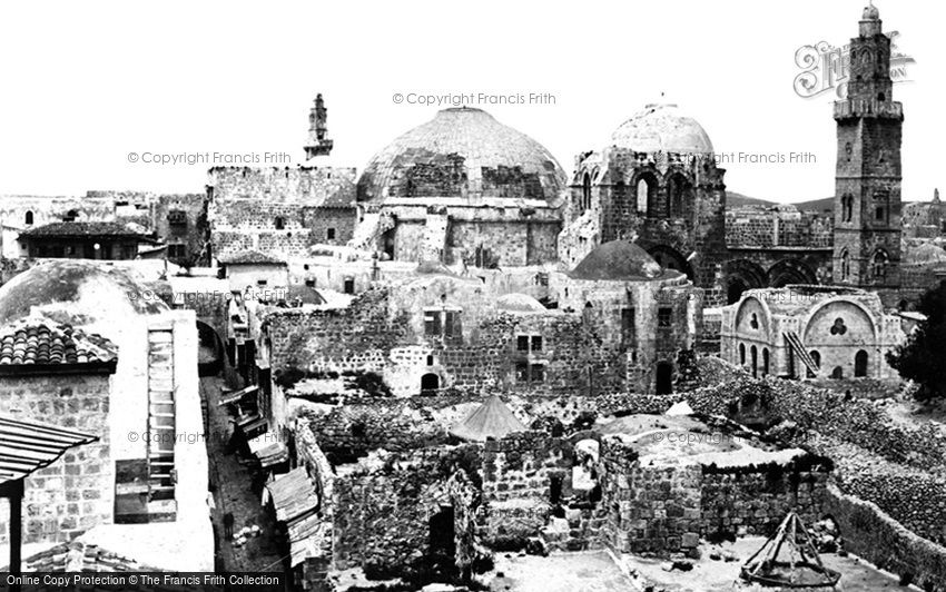 Jerusalem, view with the Church of the Holy Sepulchre 1858