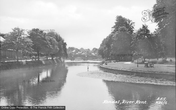 Photo of Kendal, River Kent c.1955