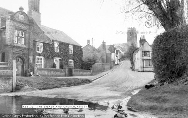 Photo of Kersey, The Splash And St Mary's Church c.1960
