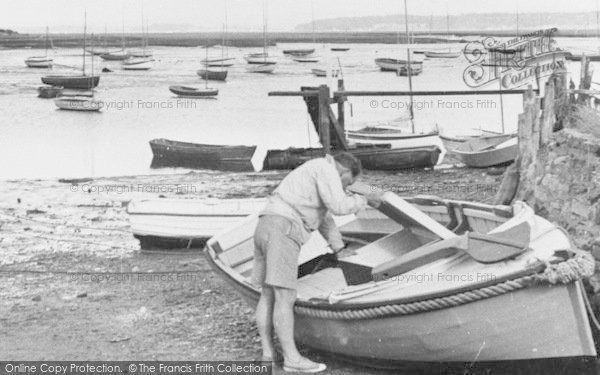Photo of Keyhaven, Man With His Boat c.1955