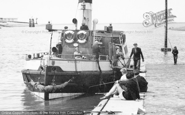 Photo of Knott End On Sea, Boys Fishing By The Ferry 'wyresdale' c.1955