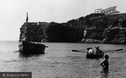 A Bather And Rowing Boat c.1955, Ladram Bay