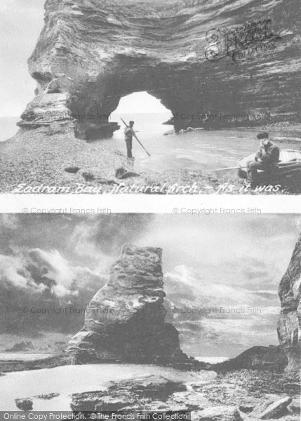 Photo of Ladram Bay, Natural Arch, Before And After Collapse c.1930