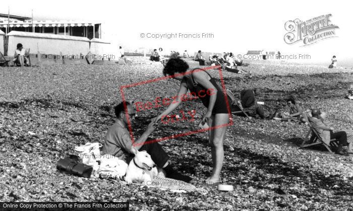 Photo of Lancing, A Couple On The Beach c.1960
