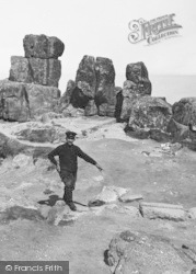 A Man Pointing At Wesley's Stone 1928, Land's End