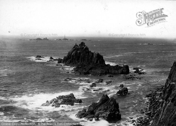 Photo of Land's End, Armed Knight Rocks And Longships Lighthouse 1893