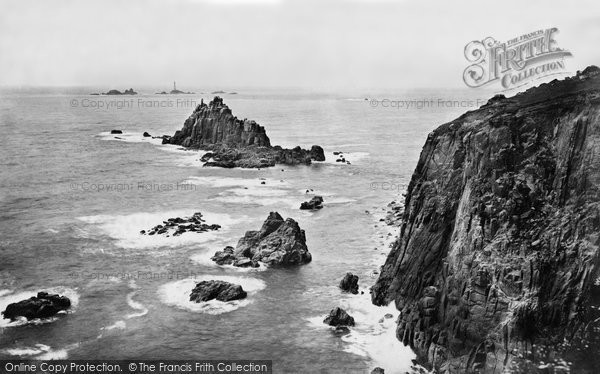 Photo of Land's End, Armed Knight Rocks And Longships Lighthouse c.1871