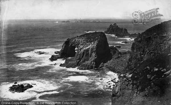 Photo of Land's End, Enys Dodman And Longships Lighthouse c.1871