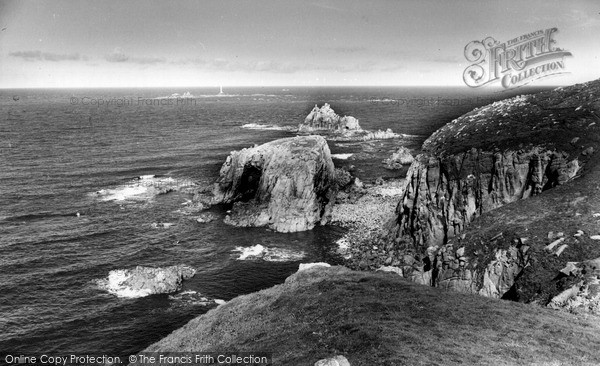 Photo of Land's End, Enys Dodman And Longships Lighthouse c.1955
