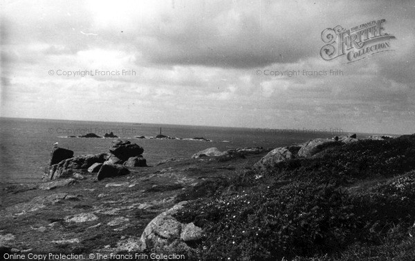 Photo of Land's End, Longship Lighthouse From Cliff Top c.1955