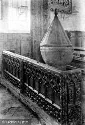 Launcells, St Swithin's Church, Carved Pews And Early Norman Font 1906, Launcells Cross