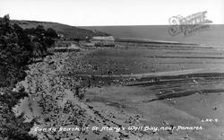 Sandy Beach At St Mary's Well Bay c.1955, Lavernock