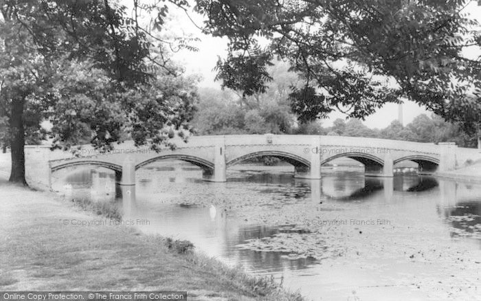 Photo of Leicester, The Bridge And River, Abbey Park c.1955