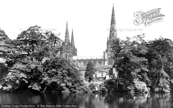 Photo of Lichfield, Cathedral And Minster Pool c.1955