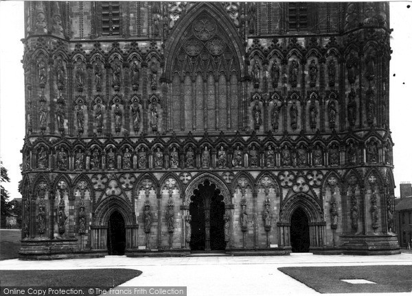 Photo of Lichfield, Cathedral, Detail Of West Front c.1955