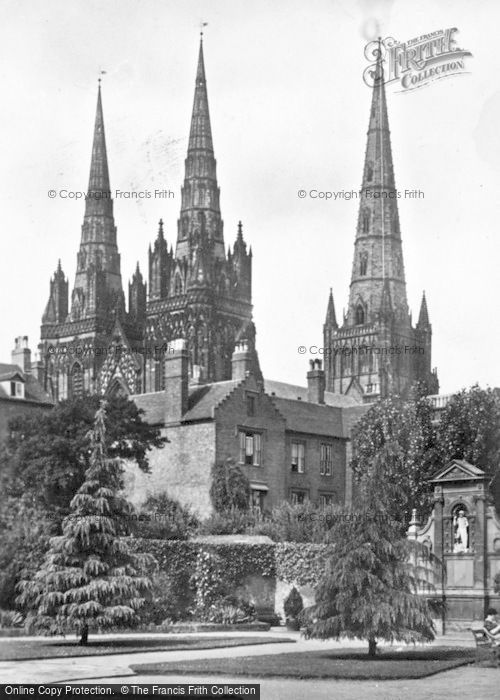 Photo of Lichfield, Cathedral From War Memorial Garden c.1930
