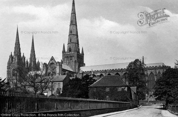 Photo of Lichfield, The Cathedral, South East From Dam Street c.1880
