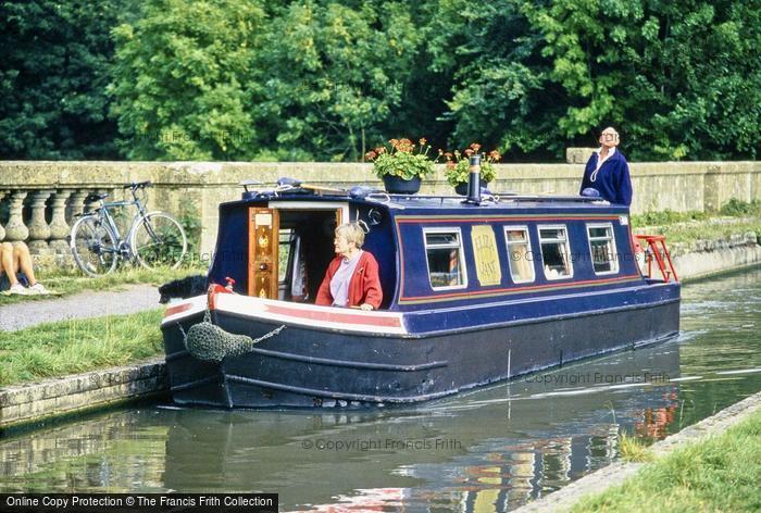 Photo of Limpley Stoke, Canal Boat On Dundas Aqueduct 1996