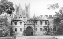 Castle Gateway And Cathedral c.1955, Lincoln