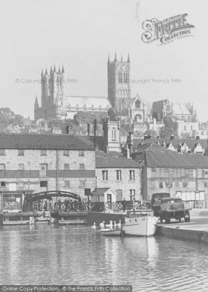 Photo of Lincoln, Cathedral From Brayford c.1950