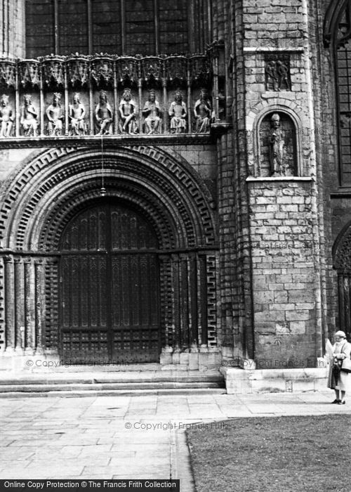 Photo of Lincoln, Cathedral, West Door c.1952