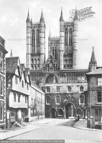Photo of Lincoln, Cathedral, West Front And Exchequer Gate 1890
