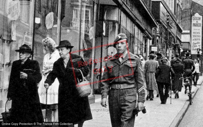 Photo of Lincoln, Ladies And A Soldier, High Street c.1950