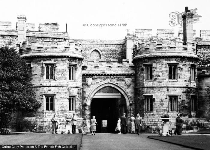 Photo of Lincoln, People At Castle Gates c.1955