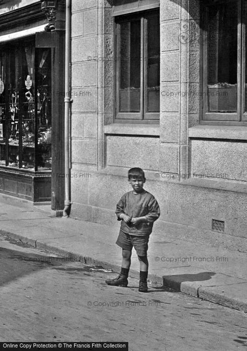 Photo of Liskeard, Boy On Market Street 1922