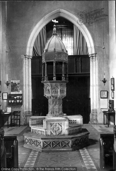 Photo of Little Walsingham, Parish Church Of St Mary, The Font 1922