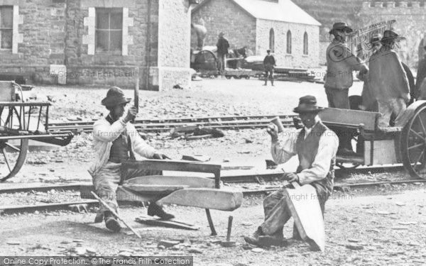Photo of Llanberis, Splitting Slates, Dinorwic Quarry c.1890