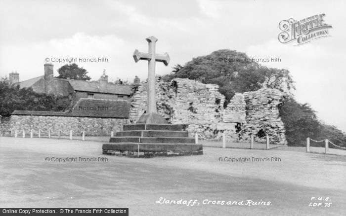 Photo of Llandaff, Cross And Ruins c.1955