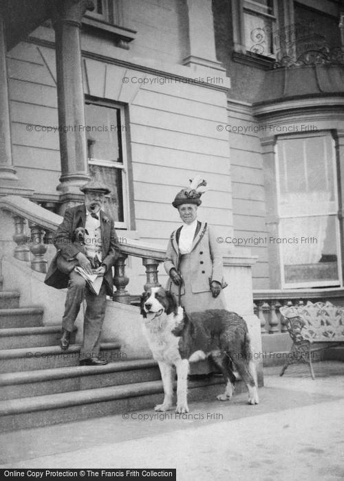 Photo of Llandudno, Couple With Dogs, St George's Hotel 1913