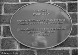 Plaque On Hospital Wall, Commemorating Sam Owen 2004, Llandudno