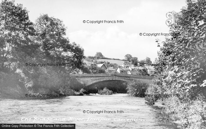 Photo of Llanfair Caereinion, The Bridge And River c.1955