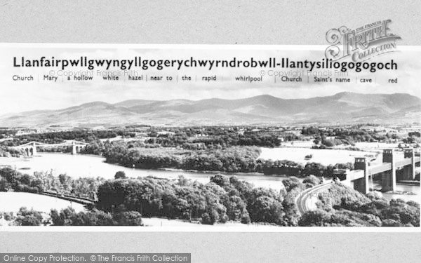 Photo of Llanfair Pwllgwyngyll, Menai Straits And Menai Bridge c.1960