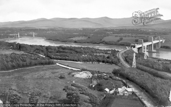 Photo of Llanfair Pwllgwyngyll, Menai Straits From Anglesey Column c.1890