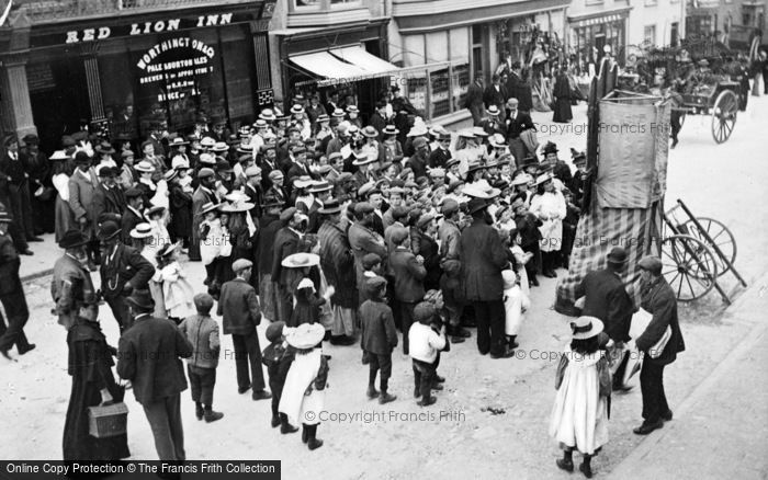 Photo of Llangefni, The High Street, A Punch And Judy Show c.1900