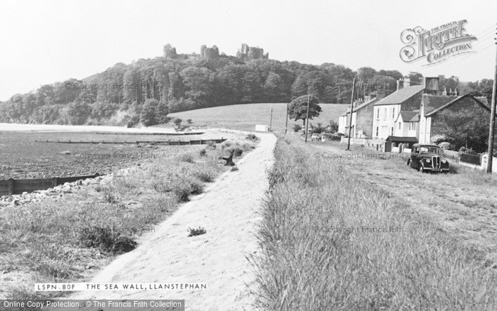 Photo of Llansteffan, The Sea Wall c.1960