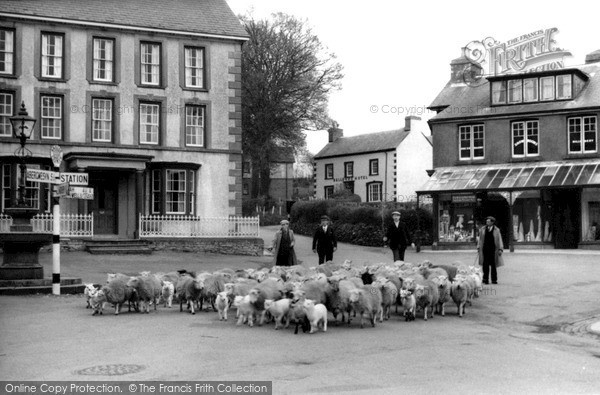 Photo of Llanwrtyd Wells, Driving Sheep Through The Square c.1930