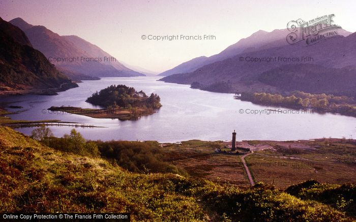 Photo of Loch Shiel, View Over Glenfinnan Showing Memorial Column c.1985