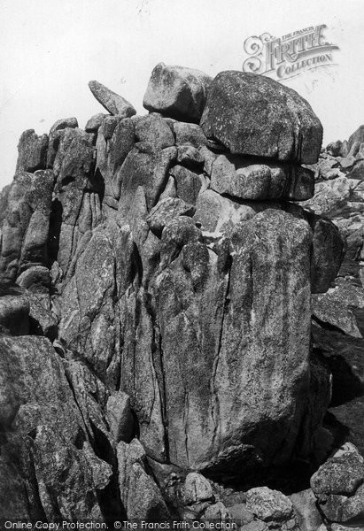 Photo of Logan Rocks, The Logan Stone 1890
