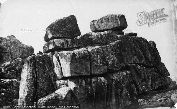 Photo of Logan Rocks, The Logan Stone c.1871