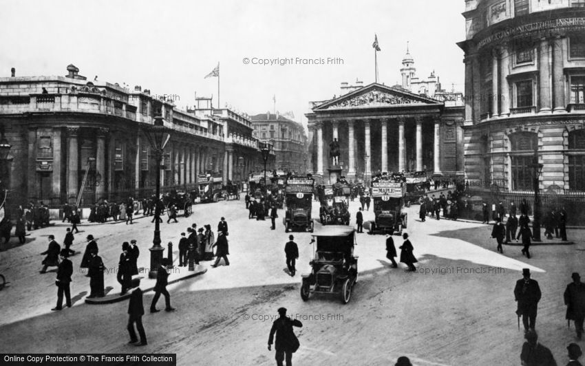 London, Bank of England and Royal Exchange 1908
