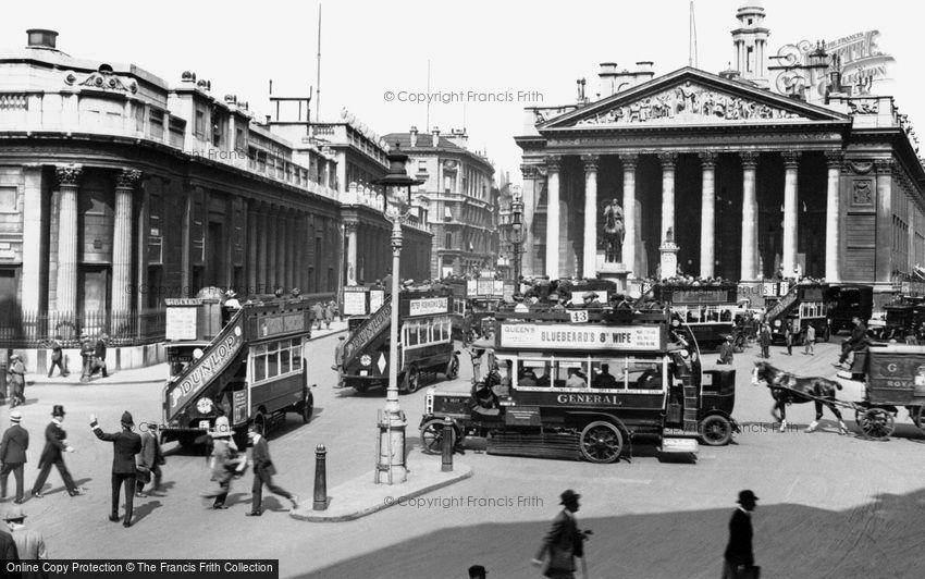 London, Bank of England and the Royal Exchange c1910