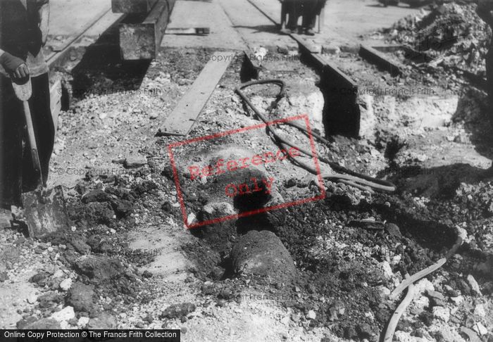 Photo of London, Bomb Damaged Tram Track c.1940