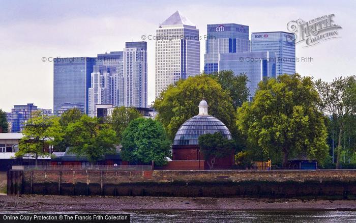 Photo of London, Canary Wharf, Island Gardens And The Dome Of Brunel's Greenwich Foot Tunnel 2010