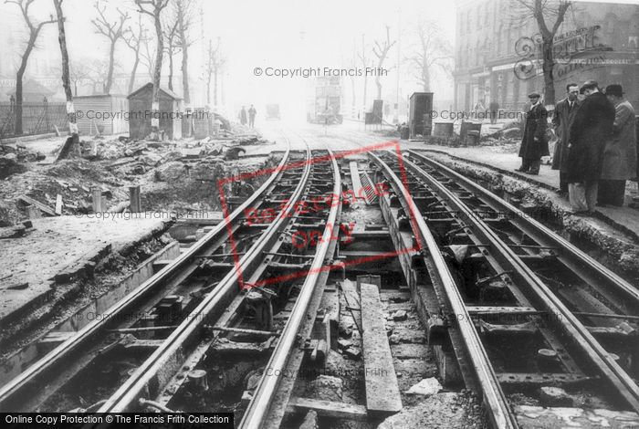 Photo of London, Damaged Tram Tracks 1940