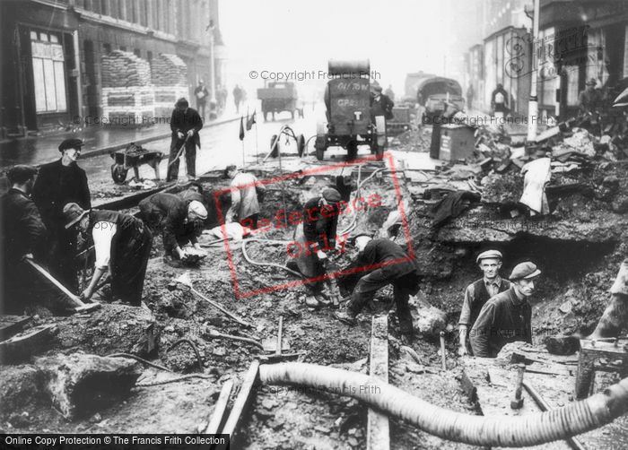 Photo of London, Damaged Tram Tracks, Borough High Street, Southwark 1940
